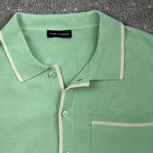 Paul Fredrick Sweater Polo Cardigan Mens M NWT 100% Cotton Green Smart Casual